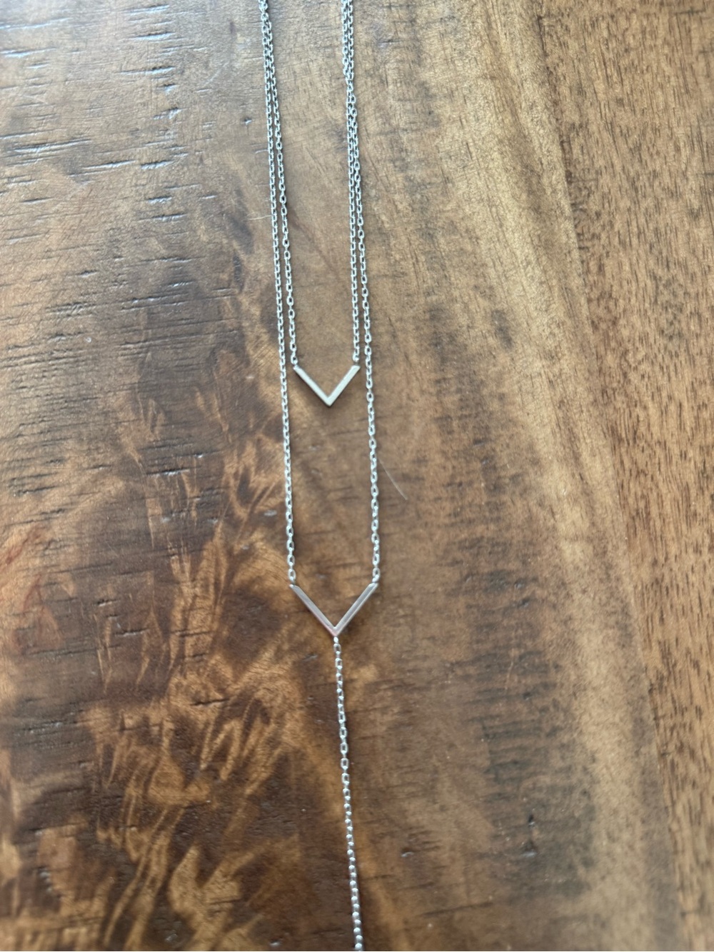 Delicate Silver V-Shaped Layered Necklace - Women Jewelry